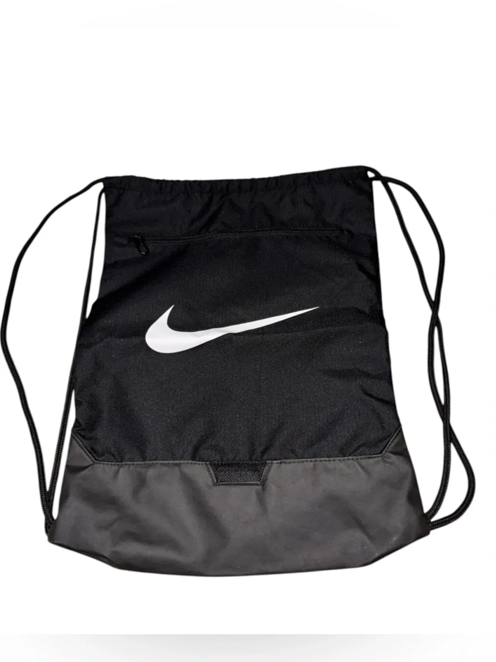 NIKE Brasilia 9.5 Training Gym Sack Drawstring Back Black Logo Braided Straps